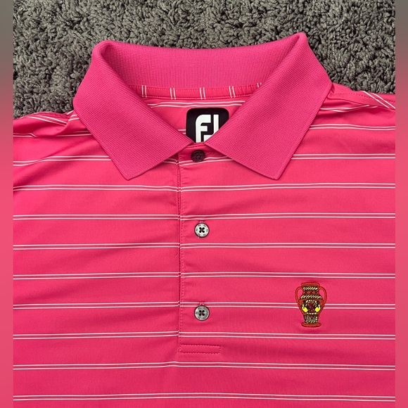 FootJoy FJ Polo Shirt Pink Naples National GC Striped Golf Men’s Large - EUC! - Picture 2 of 8